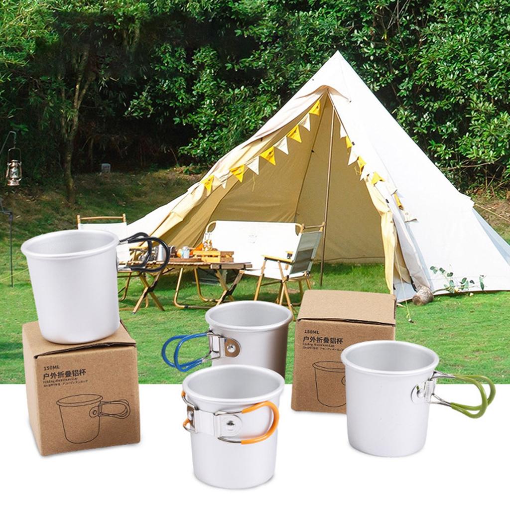 Aluminum Alloy Drink Cup Camping Picnics Coffee Mug Tableware with Folding Handle Travel Cup Cooking Equipment Enduring