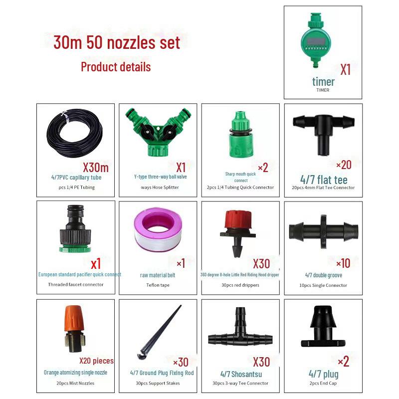 30m DIY Drip Irrigation Set for Gardening - Automatic Watering System for Plants