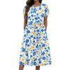 Women's Summer Fashion Round Neck Casual Plant Floral Print Short Sleeve Dress