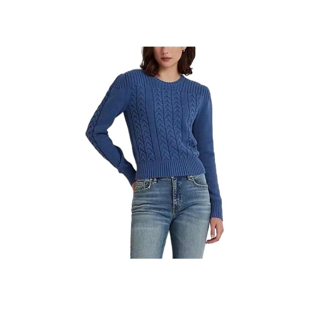 Polo Ralph Lauren Solid Color Cable Knit Sweater Women Tops Blue 200919056-003