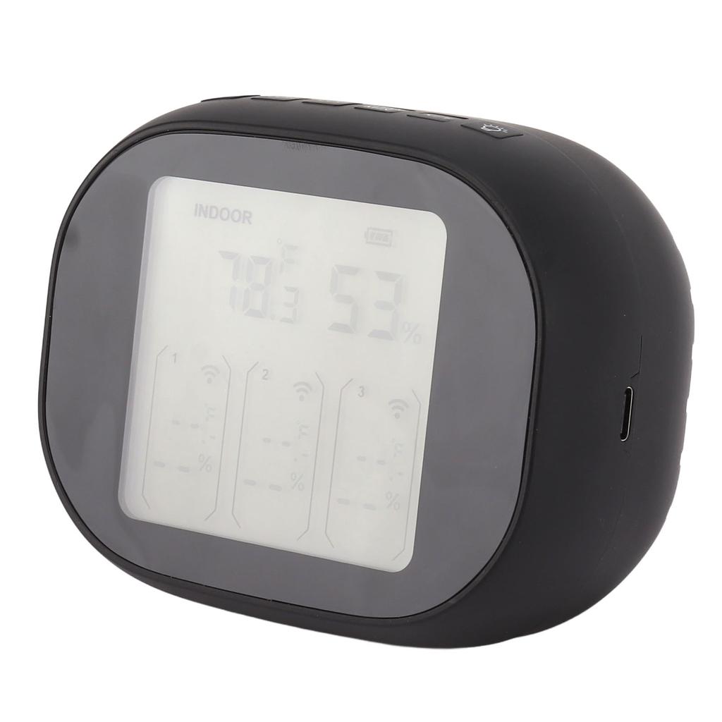 Indoor Outdoor Thermometer Celsius Fahrenheit Switching Visible At Night Wireless Black Temperature