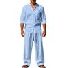Men's All-season Linen Casual Two-piece Set: Loose-fitting, Comfortable and Breathable, Long-sleeved Top and Trousers