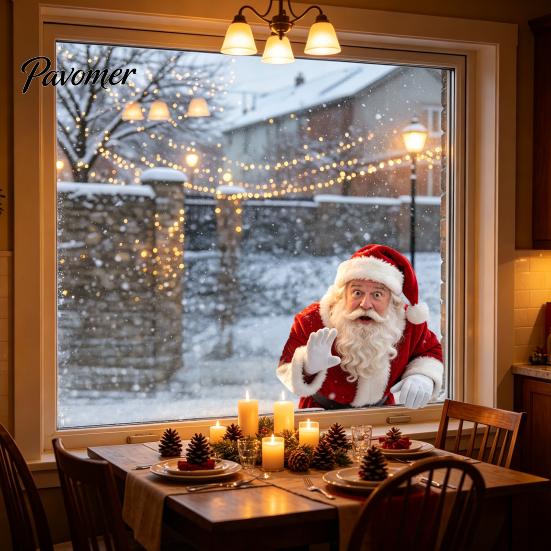 Easy to Apply Window Stickers Santa Claus Sticker, Static Removable Decal, Waterproof Reusable Glass Sticker Sheets Festive PVC Decal for Home Living