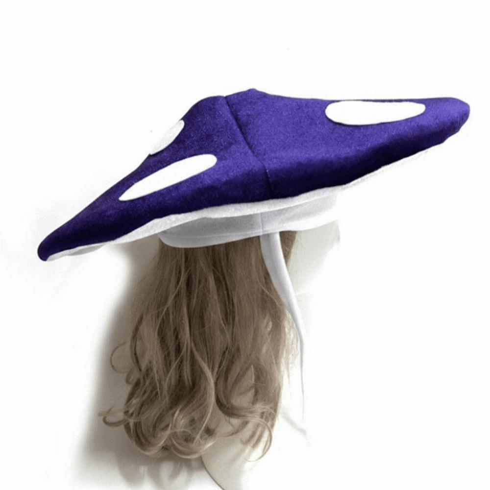 Polka Dot Mushroom Hat Soft Velvet Fungus Beret Cap Adjustable Costume Headpiece Novelty Costume
