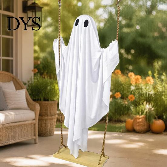Halloween Party Supplies for Outside Hanging Ghost Swing Decor with String Lights, Glowing Floating Decorative 8 Lighting Modes Ornament Yard