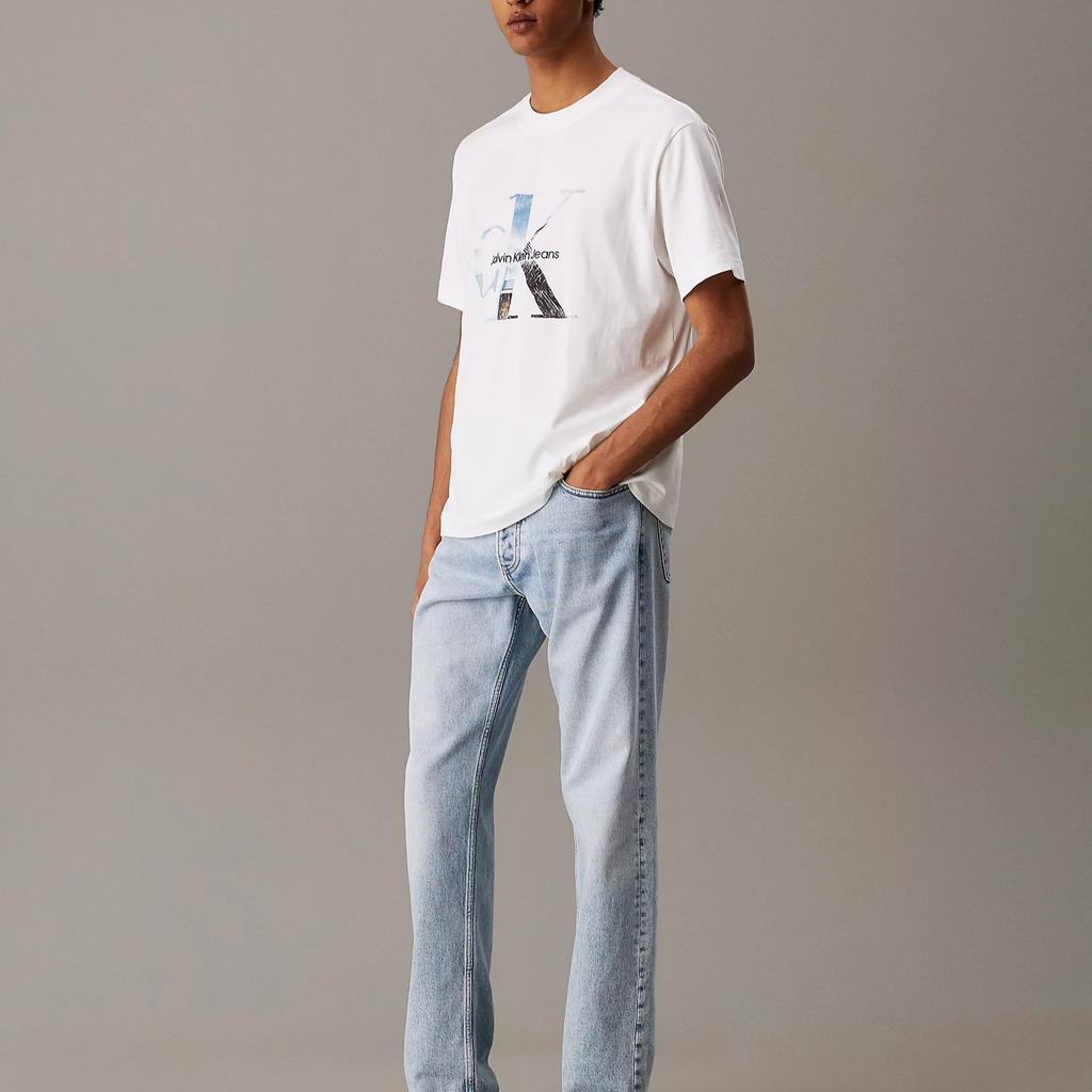 Calvin Klein Jeans Logo Print Casual Comfortable Knitted Round Neck Short Sleeve T-Shirt Men T-Shirts J30J327483-YAF