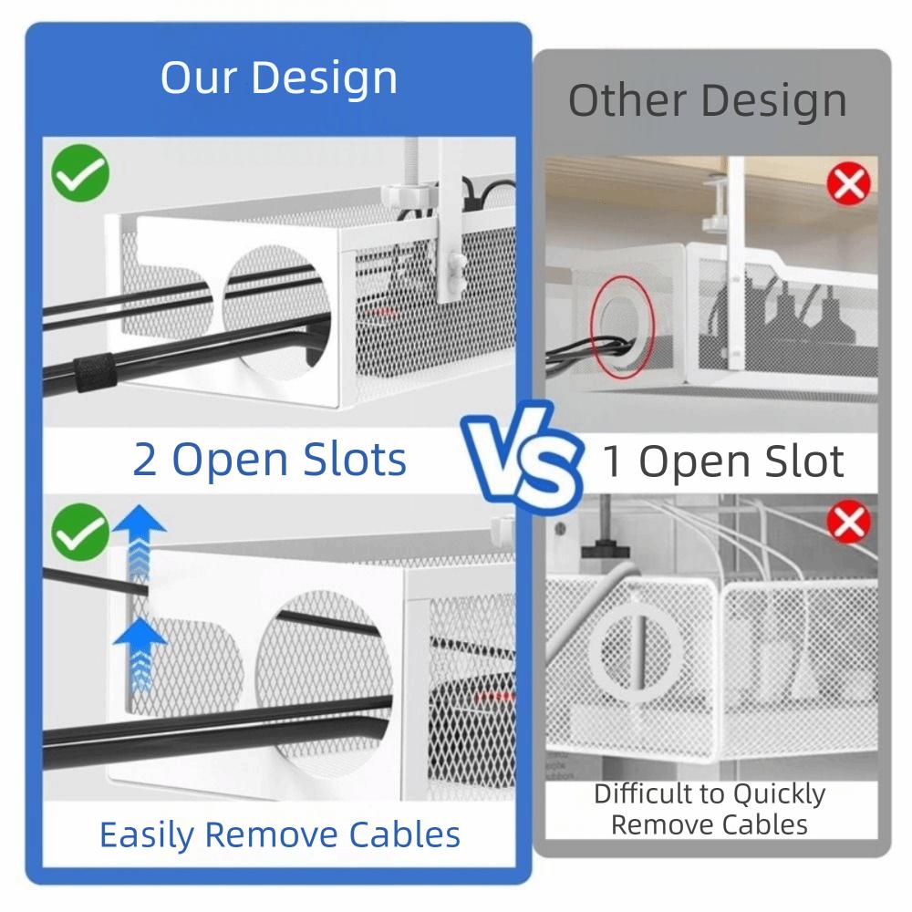 Carbon Steel Under Desk Wire Management Tray Space Saving Power Strip Cord Holder  PC Router