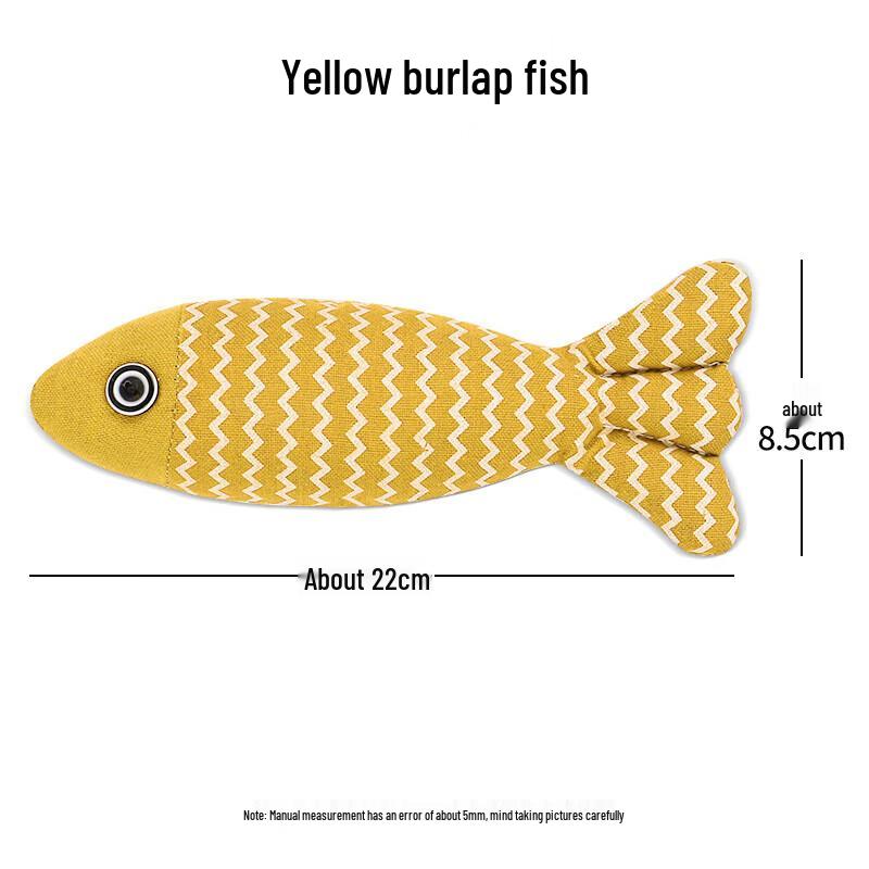 8-Pack Silent Linen Fish Cat Teaser Toys