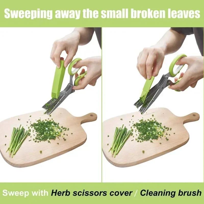 Multipurpose Cutting Shears with Stainless Steel 3/5 Layer Herb Stripper Kitchen Scissors Pepper Herb Scissors Shredded Chopped