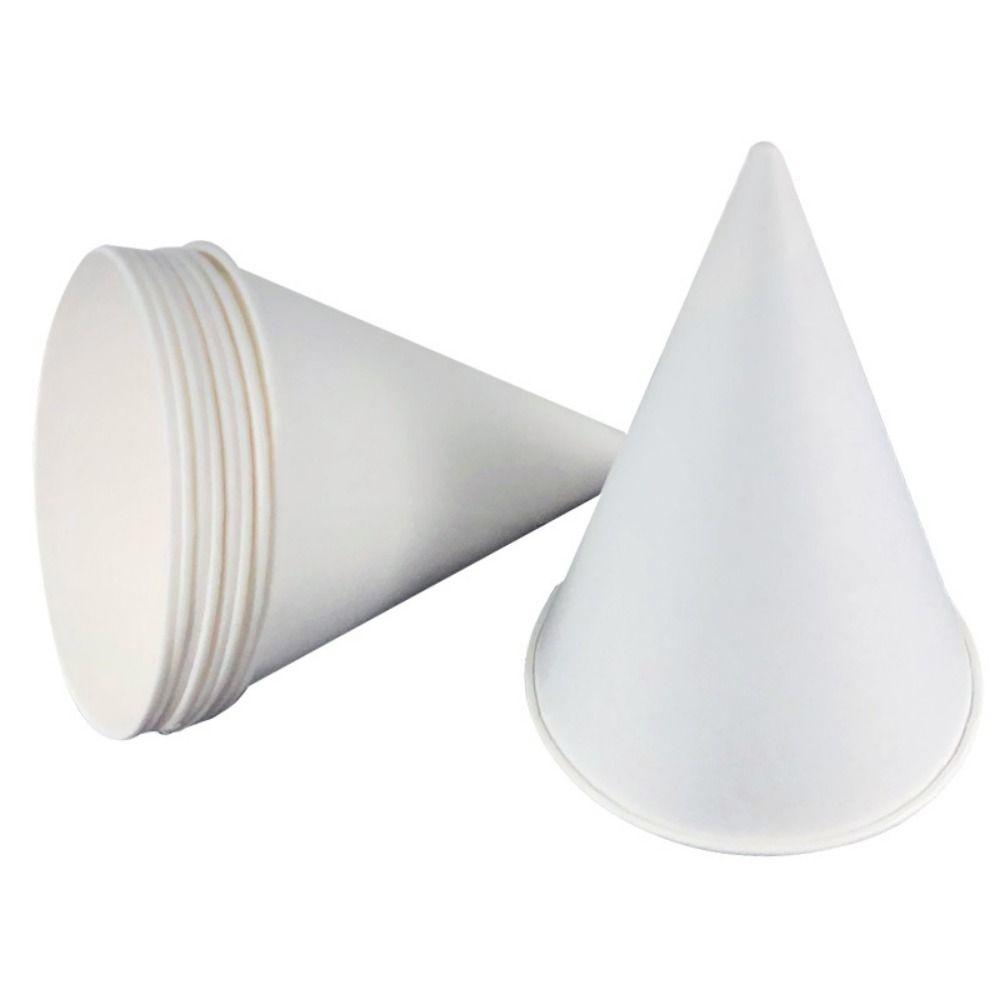 250Pcs Coated White Paper Cone Cups Leakproof Cone Party Tableware Disposable Paper Cups  Picnic