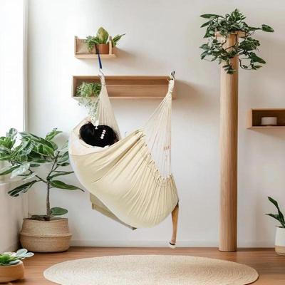 1Pc Canvas Hammock Chair Outdoor Swing Hanging Chair Hammock Dormitory Hammock Chair Anti Rollover Hammock(With Storage Bag