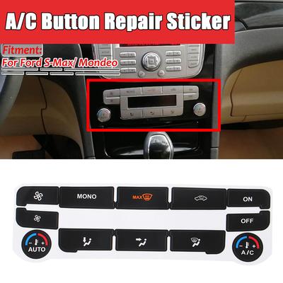 Car Stickers Accessories A/C Climate Control Button Repair Decals Stickers Black For Ford S-Max Interior Stickers Silver Trim