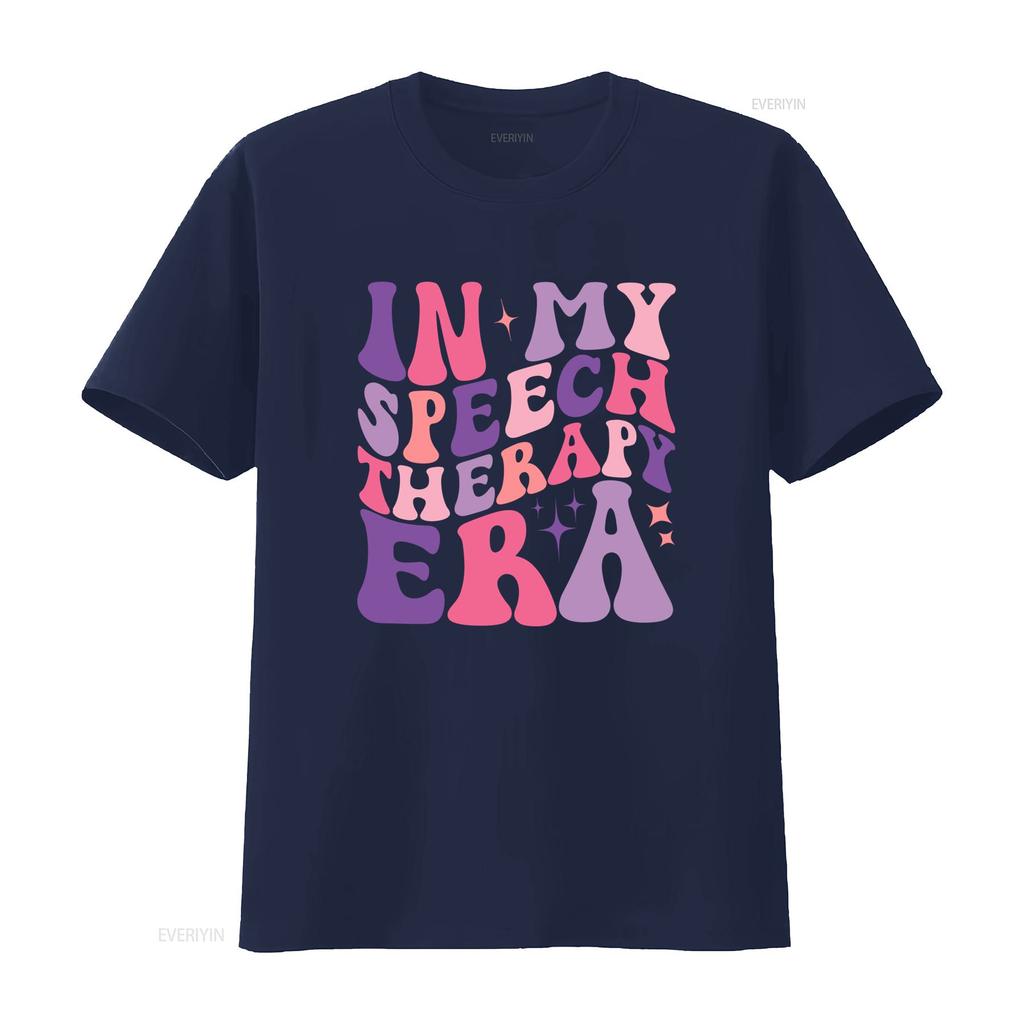 Retro Groovy In My Speech Therapy Era Slogan Print Casual T Shirt Vintage Washed Top For Everyday Wear Graphic Streetwear