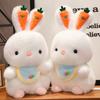 Cartoon Sitting White Rabbit Doll Plush Toy Bib Carrot Bunny Animal Plushie Peluche Soft Fluffy Present