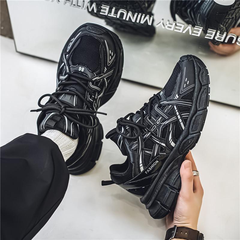 

Fashion Summer Trend Versatile Mesh Shoe Soft Sole Comfortable Breathable Sneakers Fashion Platform Casual Shoes Trendy Running Shoes 44 чёрный