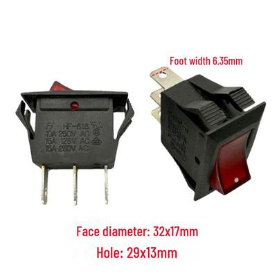 High Power KCD3 Boat-shaped Rocker Switch, 3 Pins, 2 Positions, 15A with Red Indicator Light