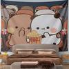 "Panda and Bear Movie Night Fun" Pattern Wall Hanging Tapestry Decorative Tapestry Home Decor for Bedroom and Living Room