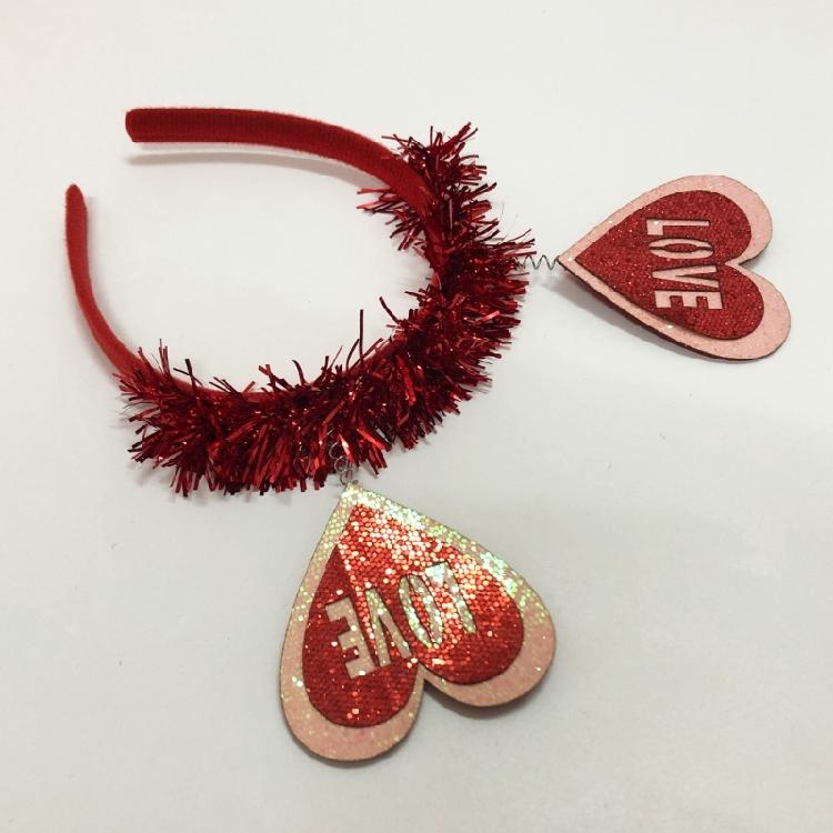 Woman Teens Tinsel Valentines Headband Hair Hoop Girls Banquet Party Hairband