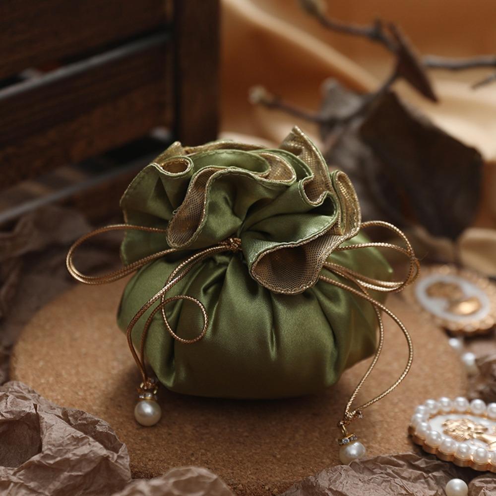 4Pcs Portable Candy Packaging Bags Exquisite Velvet Storage Bag Reusable Drawstring Bag  Party Decor