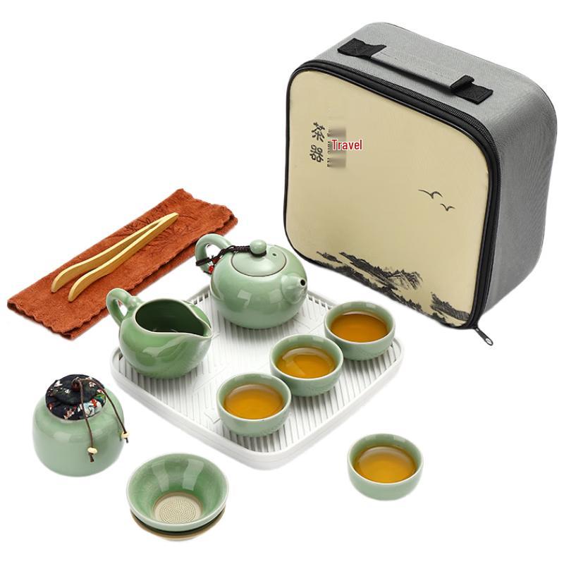 Woding Ge Kiln Portable Travel Tea Set (1 Pot, 4 Cups)