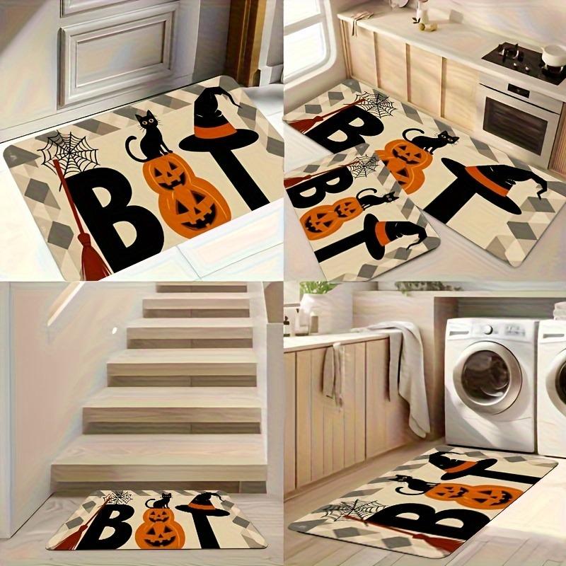 1PC Halloween skull Kitchen Rug Non-Slip Door Mat Pop design Bathroom Rug Bath Mat Carpet for Home Sink Laundry Decor