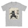 Vintage Anime Cat Japanese Art Funny Samurai Cat T Shirts Men's Cotton Vintage T-Shirt Round Neck Tees Short Sleeve Tops 5XL 6XL