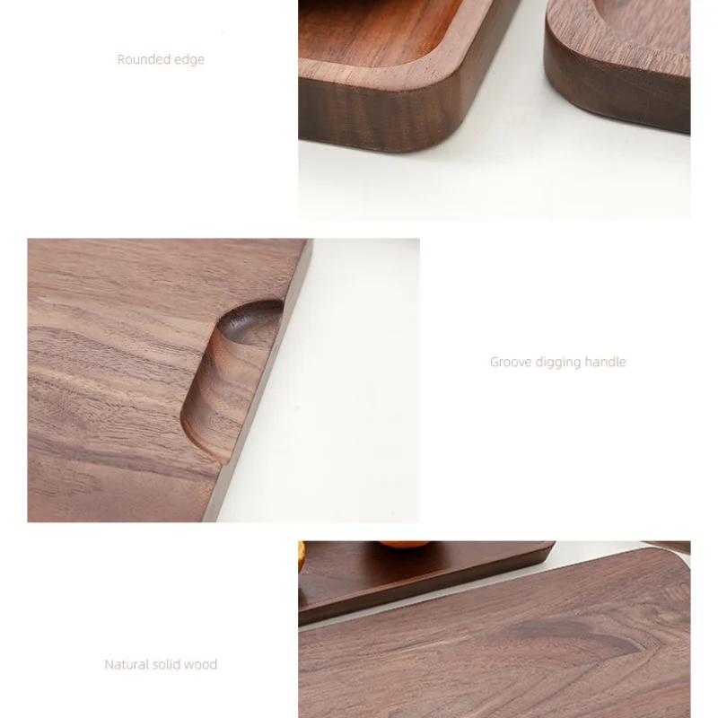1pc Black Walnut Tray Storage Rectangular Tea Fruit Wooden Board Solid Wood Coffee Cake Wooden Tray Kitchen Storage Trays