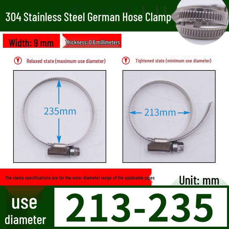 Expanded German-Style Quick-Release 304 Stainless Steel Hose Clamp