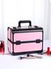 Professional Large Makeup Train Case 4 Trays Cosmetic Cases, Large Makeup Storage Organizer Box with Lock Aluminum Frame