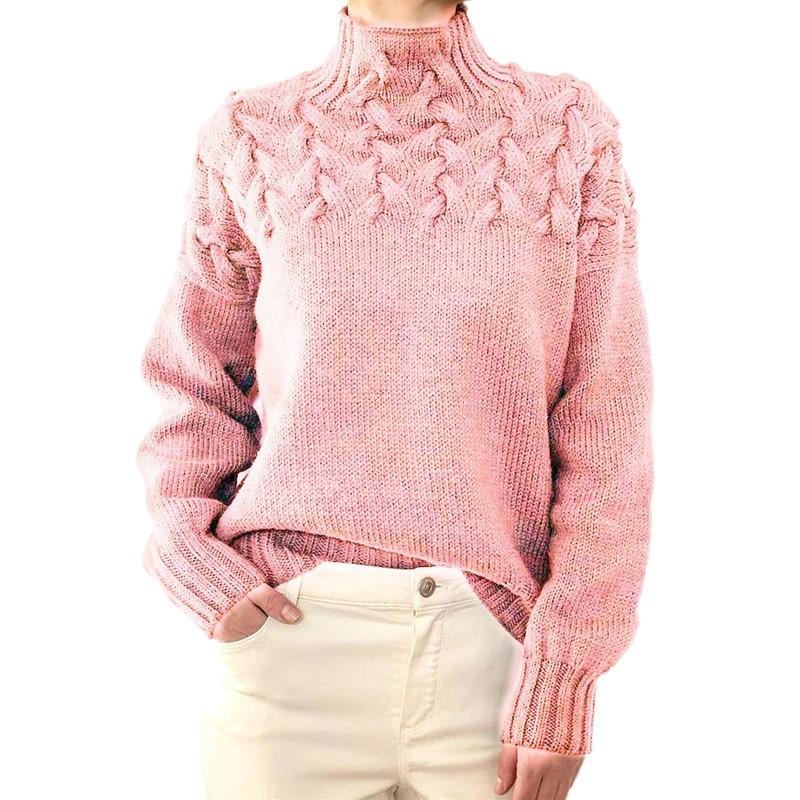 Maglioni a collo alto a maniche lunghe a maniche lunghe autunno inverno con stampa tinta unita moda casual da donna