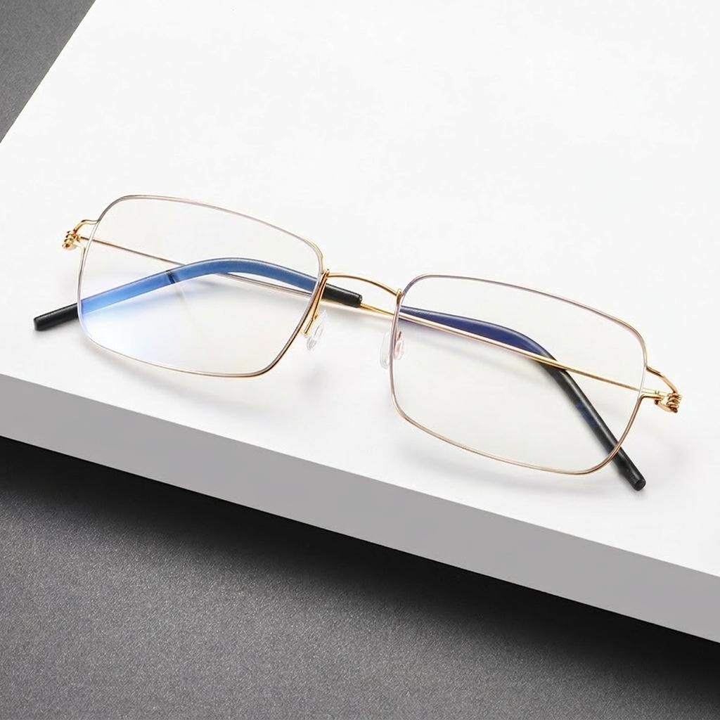 Ultra Light Pure Titanium Rectangle Reading Glasses Screwless Anti Blue Light Glasses for Men Women Business Daily Use Eyewear