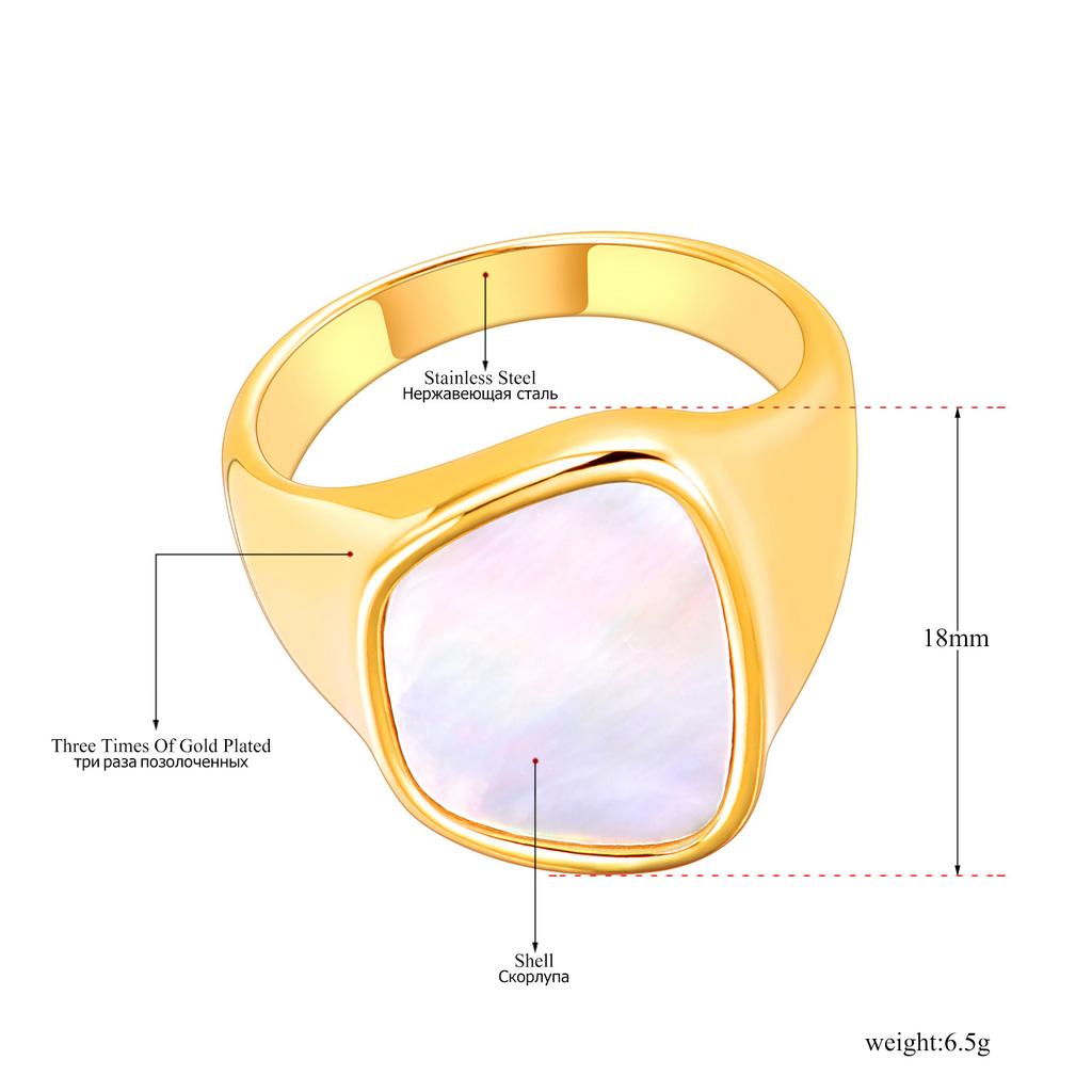 JeeMango New Stainless Steel Geometric Shell Rings 18K Gold Plated Handmade Bohemia Party Ring For Women Free Shipping JR2