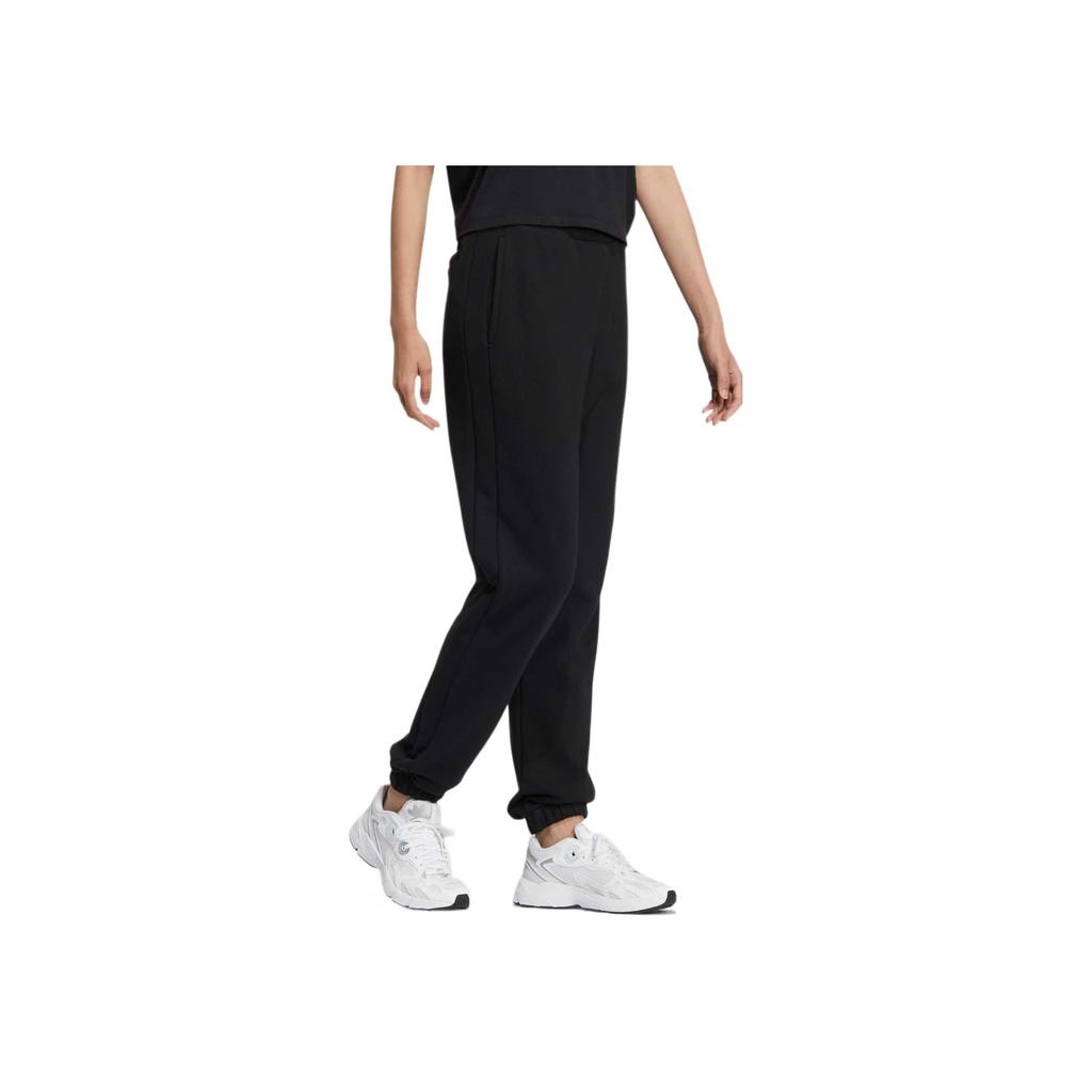 Adidas Originals Trefoil FW22 Solid Color Print Logo Joggers with Elastic Cuffs Women Bottoms Black IC8133