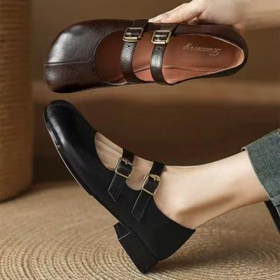2024 New Women's Shoes Mary Janes Women's Pumps Elegant Office & Career Pumps Women Outdoor Buckle Strap Low Heel Shoes Female