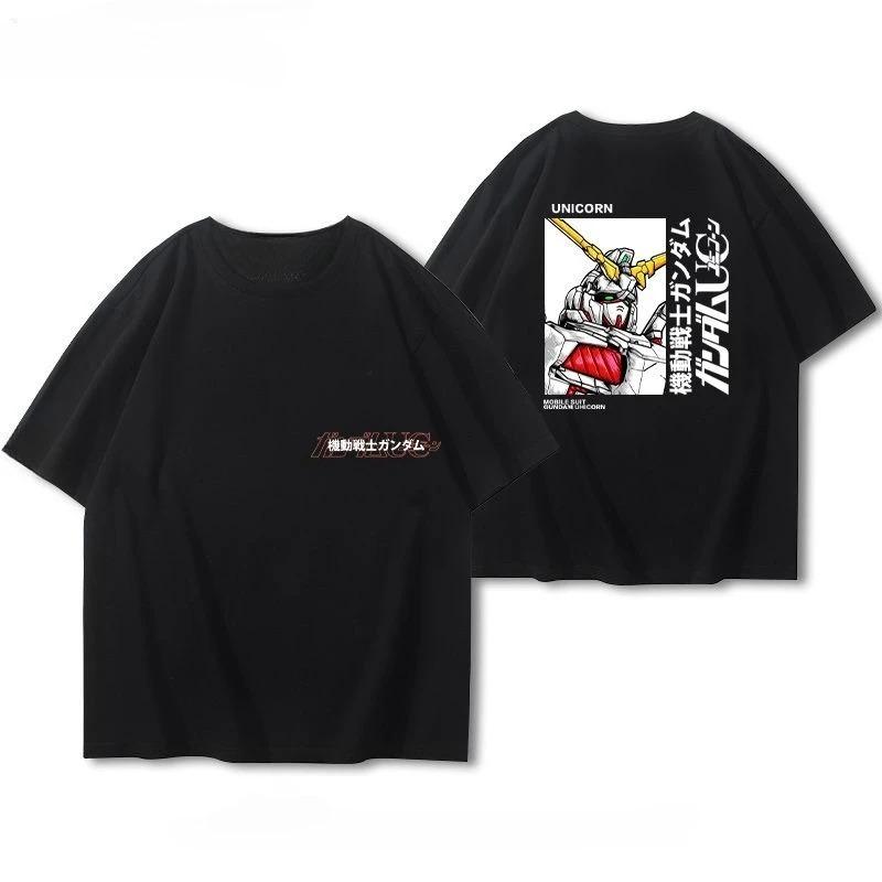Gundam  Unisexs and Womens cotton Tshirts 2026 summer  Cartoon pattern Loose casual shortsleeved top S