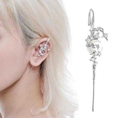 Myth Of The Moon Ear Hook Earrings Goth Sword Earrings Punk Moon Needle Piercing Earring Star Earrings Halloween Jewelry Gift