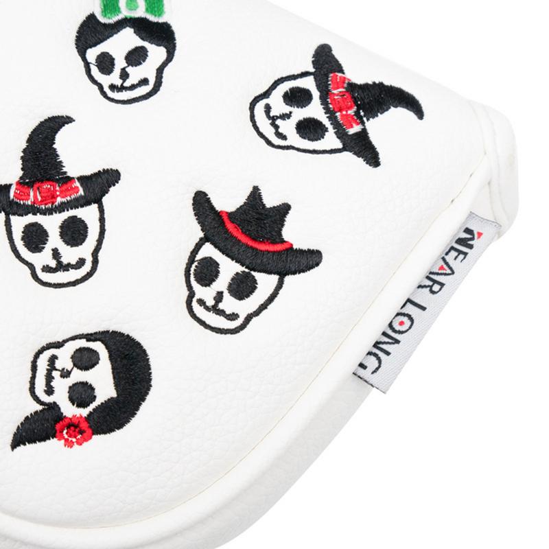 Golf Putter Cover PU Putter Head Wrap Cover Waterproof Protective Wrap Skull Pattern Magnetic Buckle Outdoor Sport Accessories