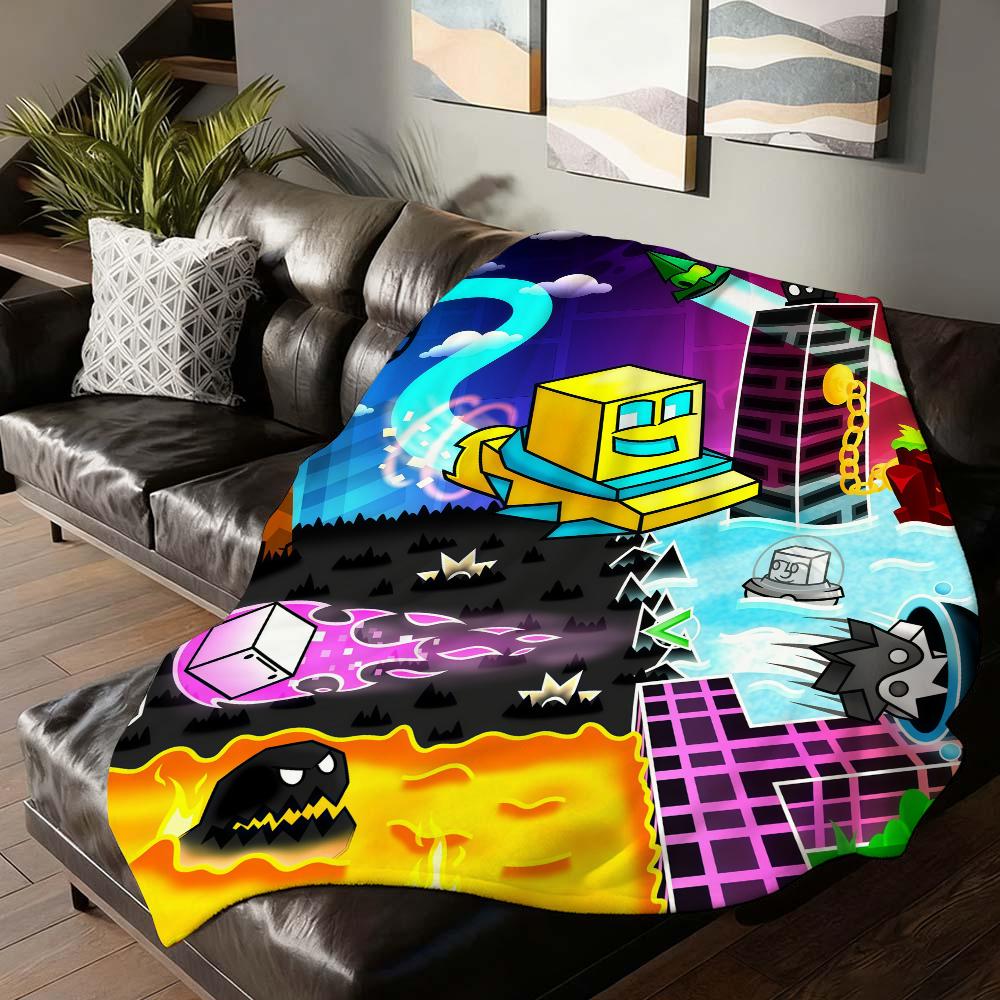 Video game G Geometry D Dash Blanket For Sofa Office Bed Plane Travel Sleep Read Relax Camping Soft And Warm