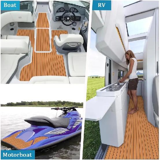 2400*300*5mm EVA Foam Boat Decking Sheet Mat Yacht Motorboat Anti Slip Vehicle Self-adhesive Marine Faux Teak Deck Flooring Pad