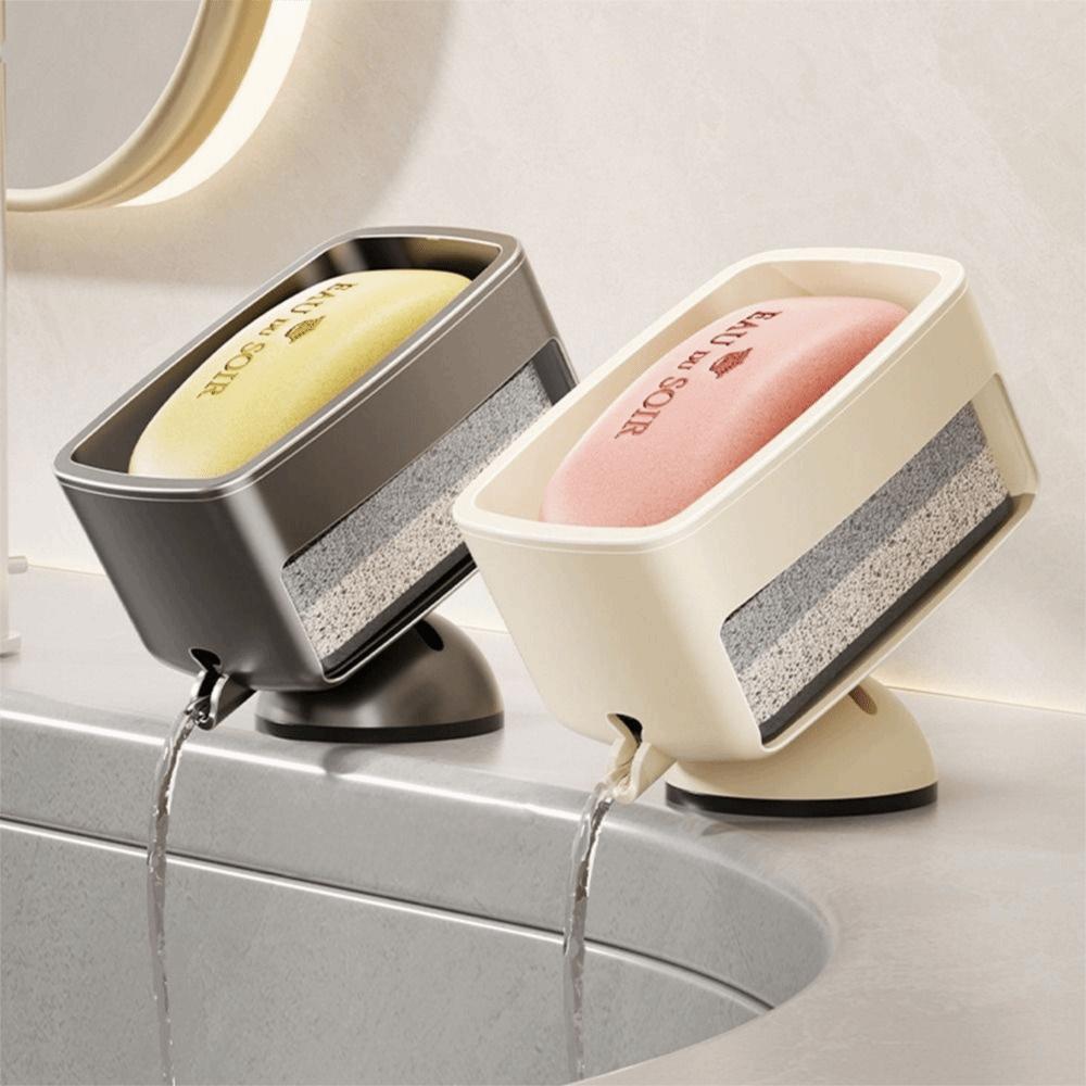 with Sponge Portable Soap Dish Self-Draining Laundry Soap Case Suction Cup Soap Holder  Kitchen