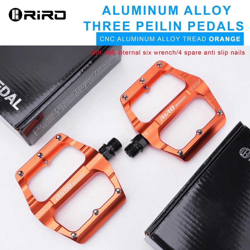 RIRO Bicycle Pedals 3 Bearing CNC Mountain Road Bike Pedal Aluminum Alloy Non-Slip Cycling Widen Pedal Bicycle Parts
