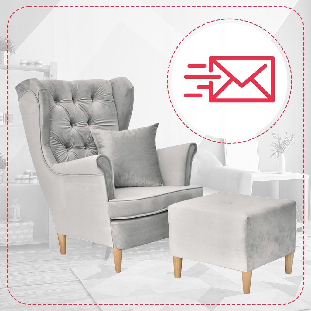 Gaja Wing Chair with Footstool Scandinavian Family Furniture Pigeon Ash