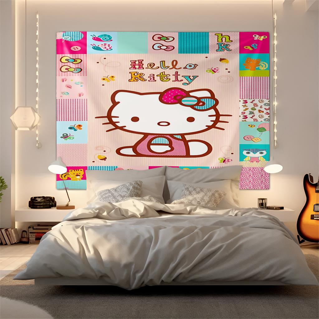 Hello Kitty Tapestry Wall Hanging Kawaii Aesthetic Room Decor Cute Wall Art for Bedroom Dorm Teen Girls