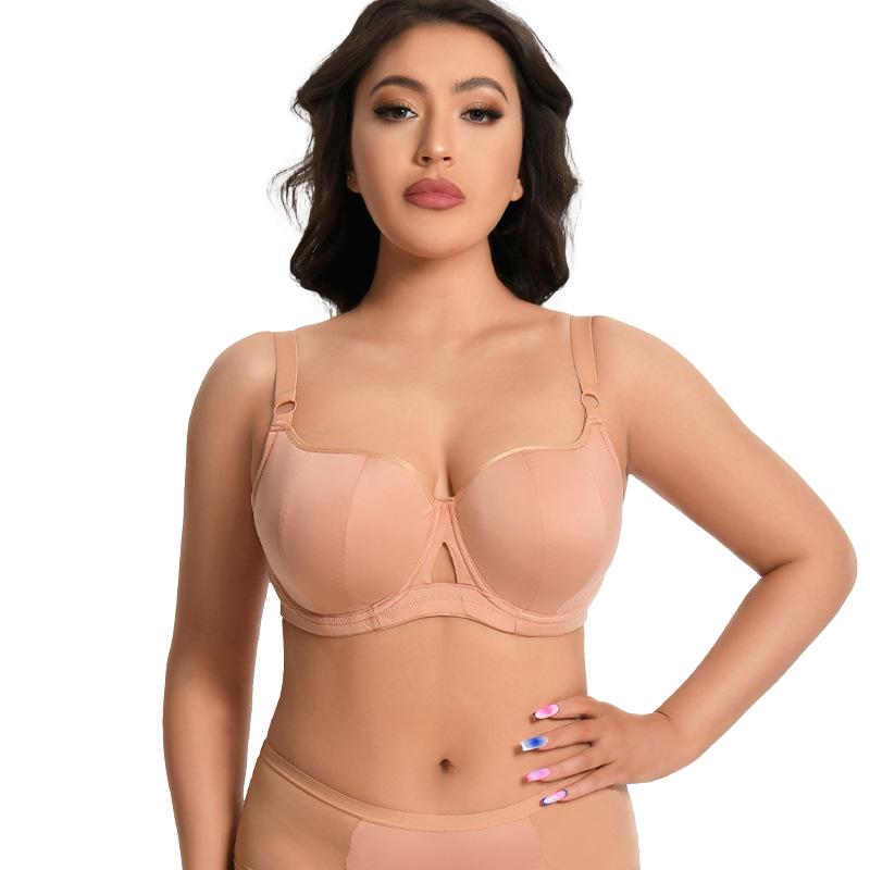 [] European and American Large-size Underwear Women's Big Breasts Show Small Anti-sagging, Light and Breathable Large Cups