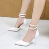 Fashion 2025 Spring New High Heels Women's Soft Leather Shoes Pointed Toe Ankle Strap Cover Heel Female Footware Buckle Heels for Women