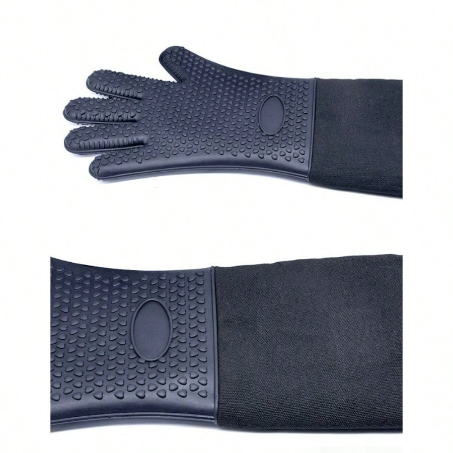 1Pc Kitchen Baking Oven Gloves Non-slip Extended Heat Insulation Anti-scalding Microwave Oven High Temperature Silicone Gloves