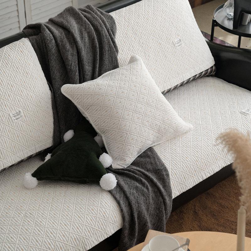 

Winter Pure Cotton Double-Sided Sofa Cushion, Universal Non-Slip Fabric In All Seasons, Simple Nordic Backrest Towel, Solid Color 70*70cm