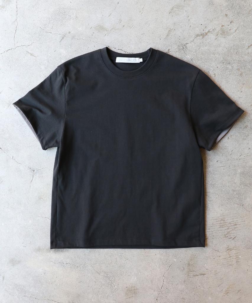 SLOWACID Sa Refined Flip-Cuff Semi-Crop Tee [Black]