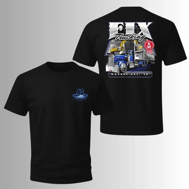 Trucking Job T-Shirt, RK Trucking Semi Truck Graphic Back Print with Woodbridge XXXXL