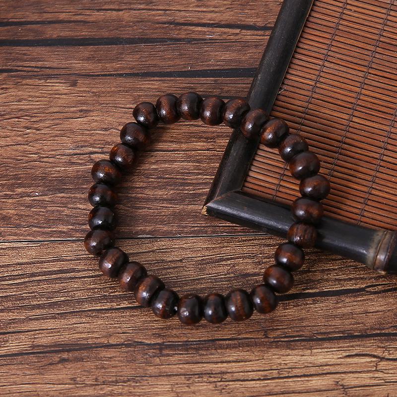 Eco-friendly Retro 4-Piece Wood & Leather Bead Bracelet Set